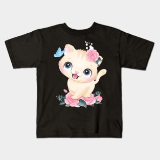 Cute little kitty portrait illustration Kids T-Shirt